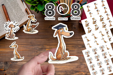Sticker Scholarly Canine Dog Watercolor Sublimation artnoy 