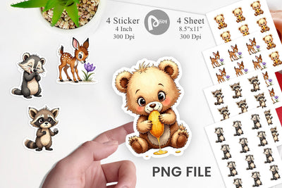 Sticker Scruffy Woodland Wanderers Forest Friends Sublimation artnoy 