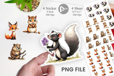 Sticker Scruffy Woodland Wanderers Forest Friends Sublimation artnoy 