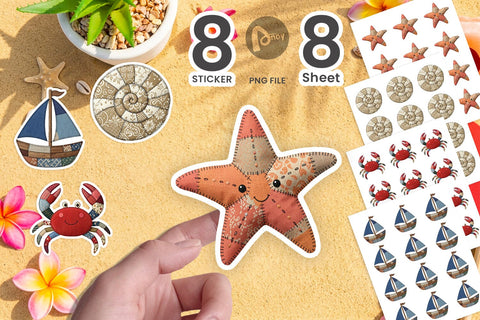 Sticker Seaside Quilted Beach Sublimation artnoy 