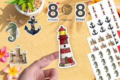 Sticker Seaside Quilted Beach Sublimation artnoy 