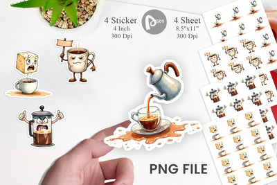 Sticker Sentient Sarcastic Mugs Watercolor Sublimation artnoy 