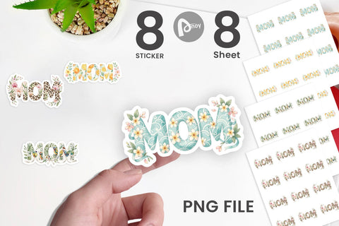 Sticker Shabby Chic Tropical MOM Watercolor Sublimation artnoy 