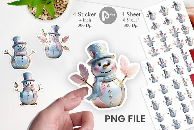 Sticker Shiny Snowman Sublimation artnoy 