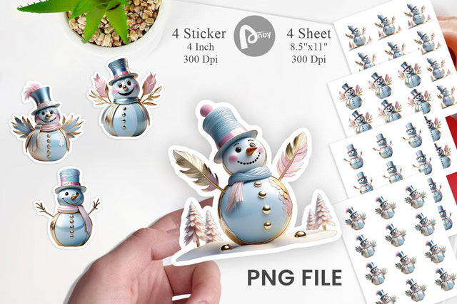 Sticker Shiny Snowman Sublimation artnoy 