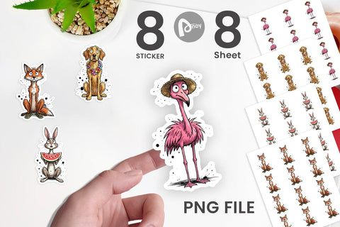 Sticker Skinny Beach Sketch Animal Sublimation artnoy 