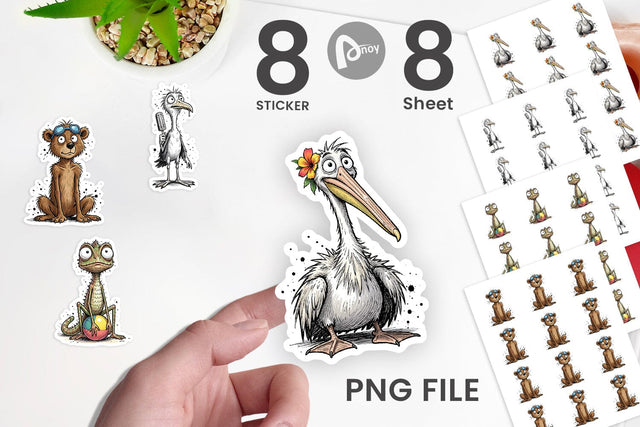 Sticker Skinny Beach Sketch Animal Sublimation artnoy 