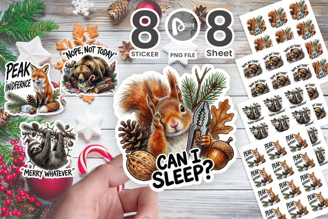 Sticker Sleep-Deprived Apathetic Animals Quotes Sublimation artnoy 