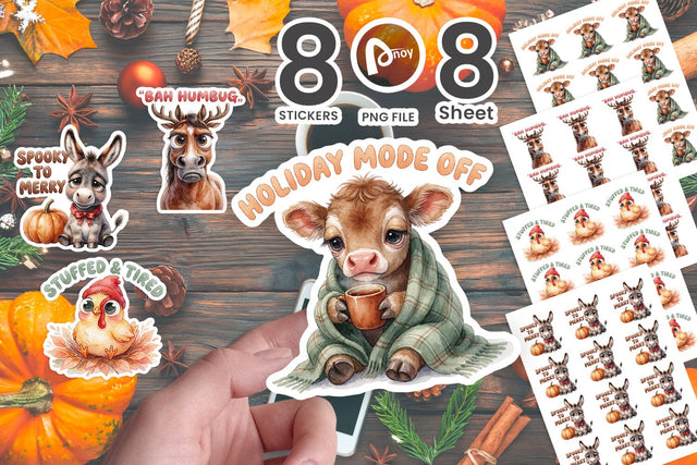 Sticker Sleepy Barnyard Holiday Fatigue Quotes Sublimation artnoy 