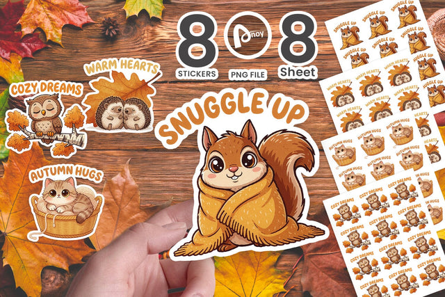 Sticker Sleepy Woodland Pals Autumn Nap Sublimation artnoy 