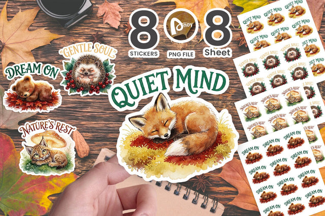 Sticker Slumbering Forest Guardians Mystical Quotes Sublimation artnoy 