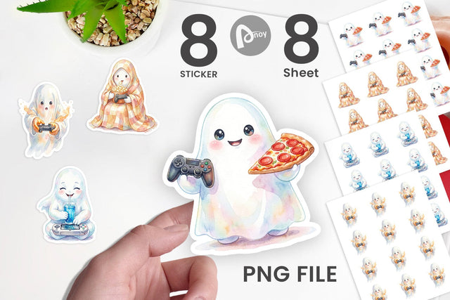 Sticker Snack Time Gamer Ghost Sublimation artnoy 