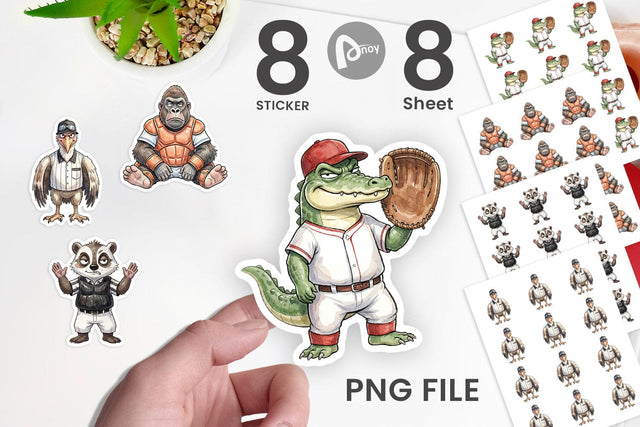 Sticker Snarky Baseball Catcher Watercolor Sublimation artnoy 