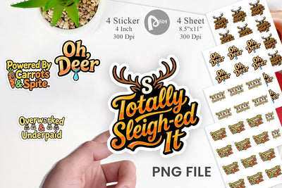 Sticker Snarky Reindeer Holiday Sublimation artnoy 