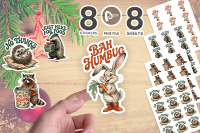 Sticker Snarky Retro Woodland Holiday Fauna SVG artnoy 