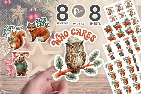 Sticker Snarky Retro Woodland Holiday Fauna SVG artnoy 