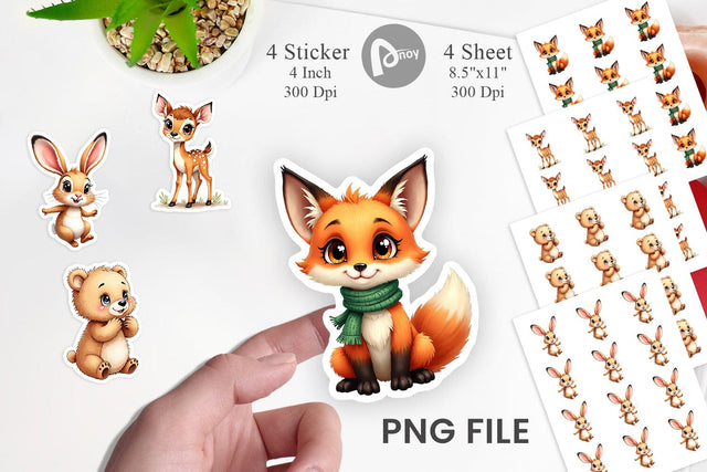 Sticker Snow Buddies Watercolor Sublimation artnoy 