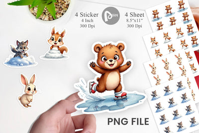 Sticker Snowy Playtime Big-Eyed Forest Friends Sublimation artnoy 