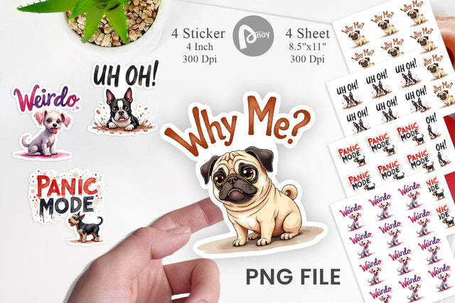 Sticker Socially Awkward Dog Watercolor Sublimation artnoy 