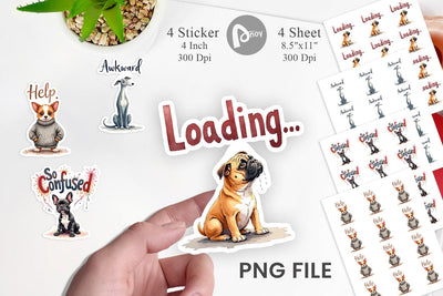Sticker Socially Awkward Dog Watercolor Sublimation artnoy 