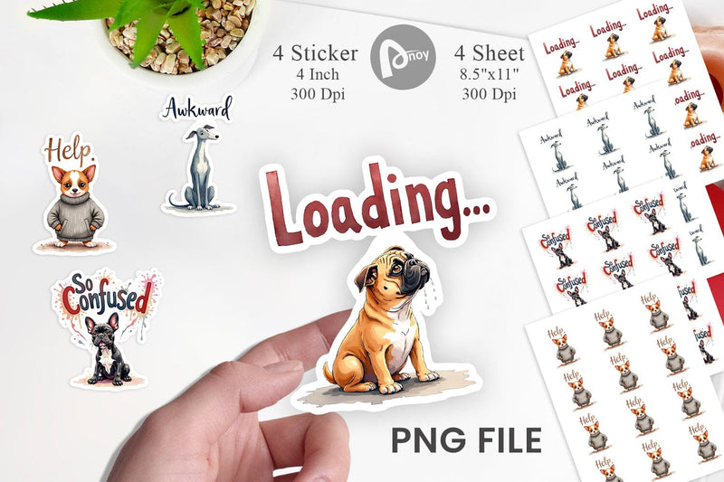 Sticker Socially Awkward Dog Watercolor Sublimation artnoy 