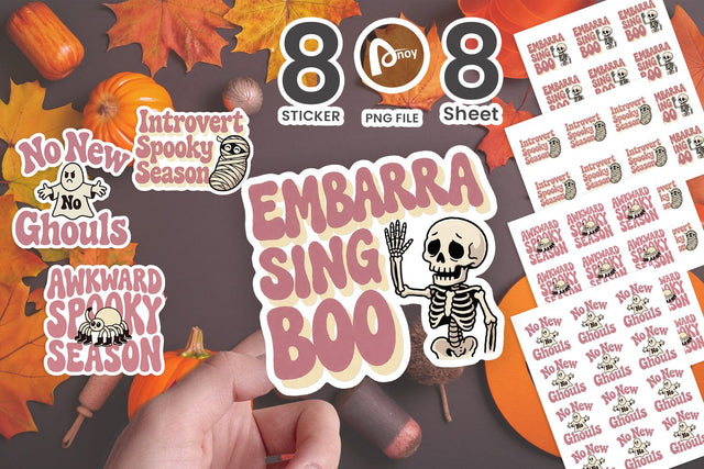 Sticker Socially Awkward Ghost Retro SVG artnoy 