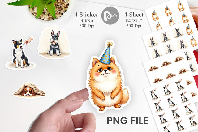 Sticker Socially Awkward Pups Sarcastic Watercolor Sublimation artnoy 