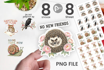 Sticker Socially Exhausted Introvert Botanicals Sublimation artnoy 