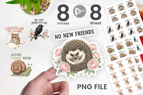 Sticker Socially Exhausted Introvert Botanicals Sublimation artnoy 