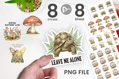 Sticker Socially Exhausted Introvert Botanicals Sublimation artnoy 