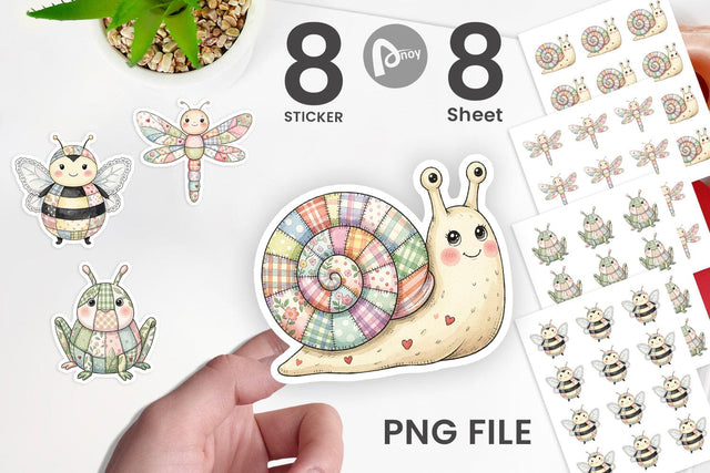Sticker Soft Garden Patchwork Watercolor Sublimation artnoy 