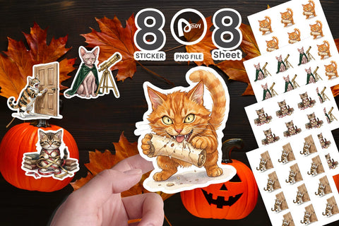 Sticker Spiteful Cat Dark Academia Watercolor Sublimation artnoy 