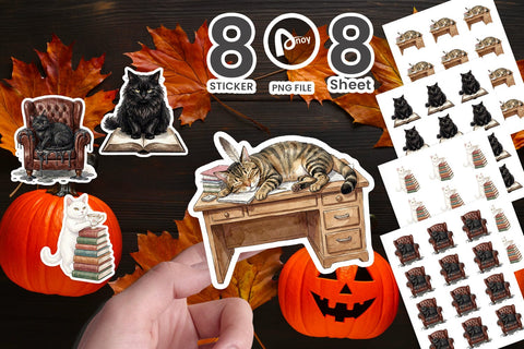 Sticker Spiteful Cat Dark Academia Watercolor Sublimation artnoy 
