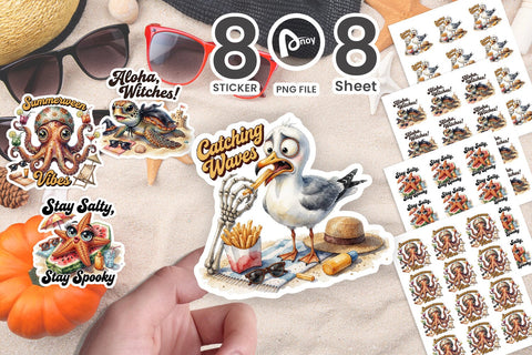 Sticker Spooky Awkward Beach Creature Panic Quotes Sublimation artnoy 