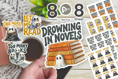 Sticker Spooky Bookish Reading Ghost Quotes Sublimation artnoy 