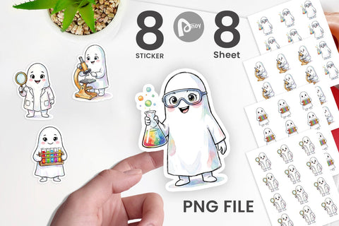 Sticker Spooky Science Teacher Ghost Sublimation artnoy 