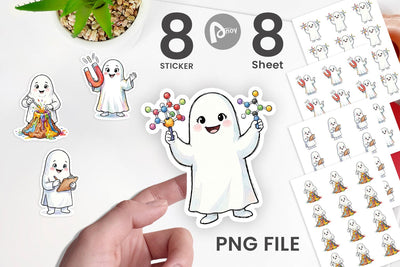 Sticker Spooky Science Teacher Ghost Sublimation artnoy 