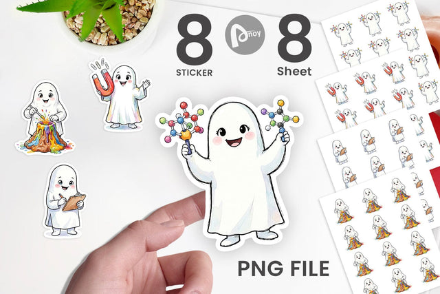 Sticker Spooky Science Teacher Ghost Sublimation artnoy 