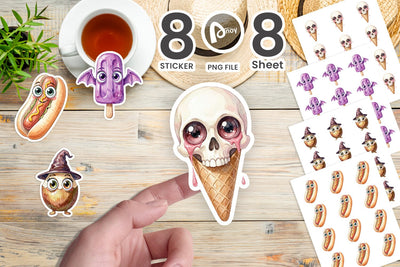Sticker Spooky Summer Snack Watercolor Sublimation artnoy 