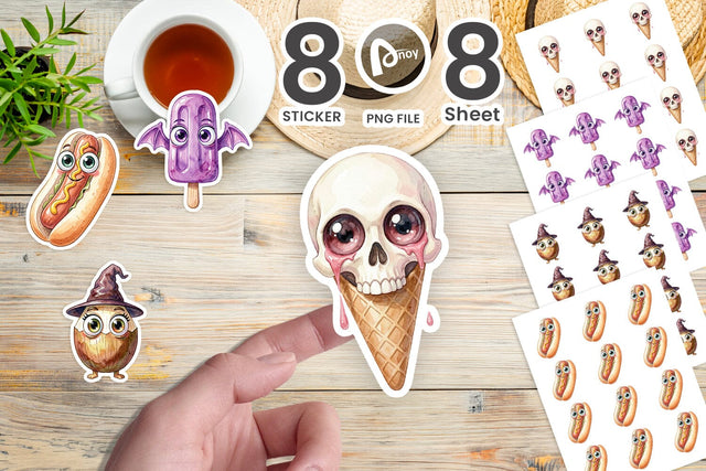 Sticker Spooky Summer Snack Watercolor Sublimation artnoy 