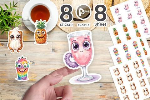 Sticker Spooky Summer Snack Watercolor Sublimation artnoy 