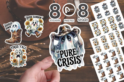 Sticker Spooky Wild West Panicked Ghosts Sublimation artnoy 