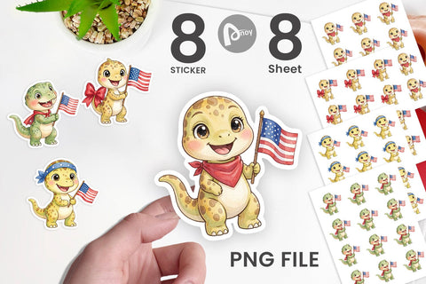 Sticker Spotted Patriotic Outfit Dino Sublimation artnoy 