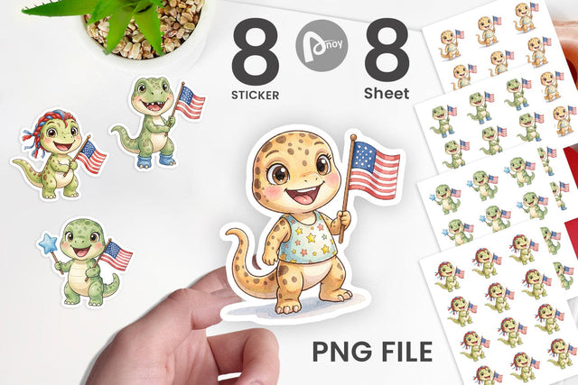 Sticker Spotted Patriotic Outfit Dino Sublimation artnoy 