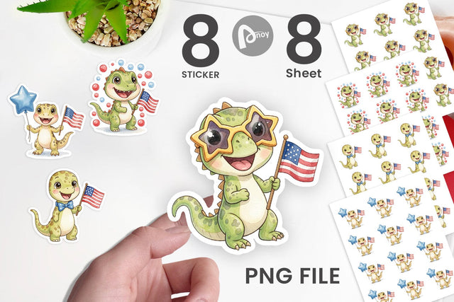 Sticker Spotted Starry Dino Watercolor Sublimation artnoy 