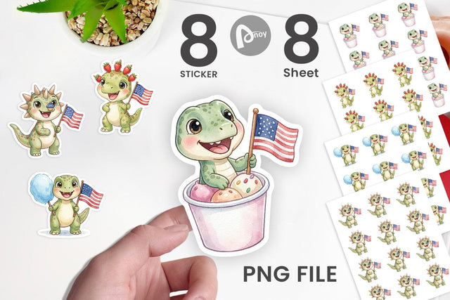Sticker Spotted Summer Treats Dino Watercolor Sublimation artnoy 