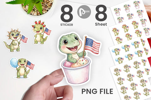 Sticker Spotted Summer Treats Dino Watercolor Sublimation artnoy 