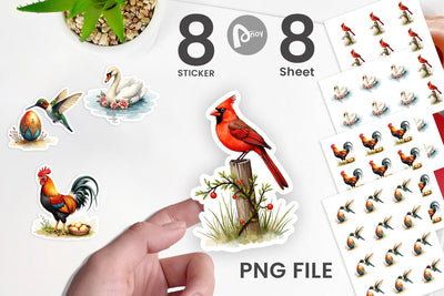 Sticker Spring Garden Birds Sublimation artnoy 