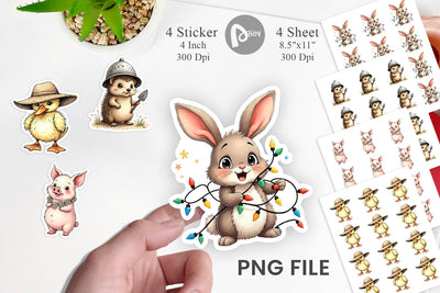 Sticker Springtime Shenanigans Playful Animal Antics Sublimation artnoy 