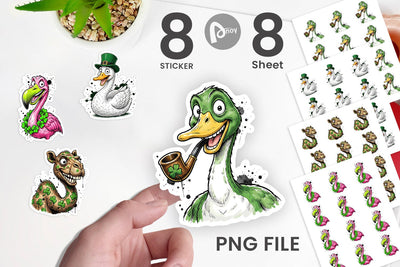 Sticker St Paddys Animal Caricature Sublimation artnoy 